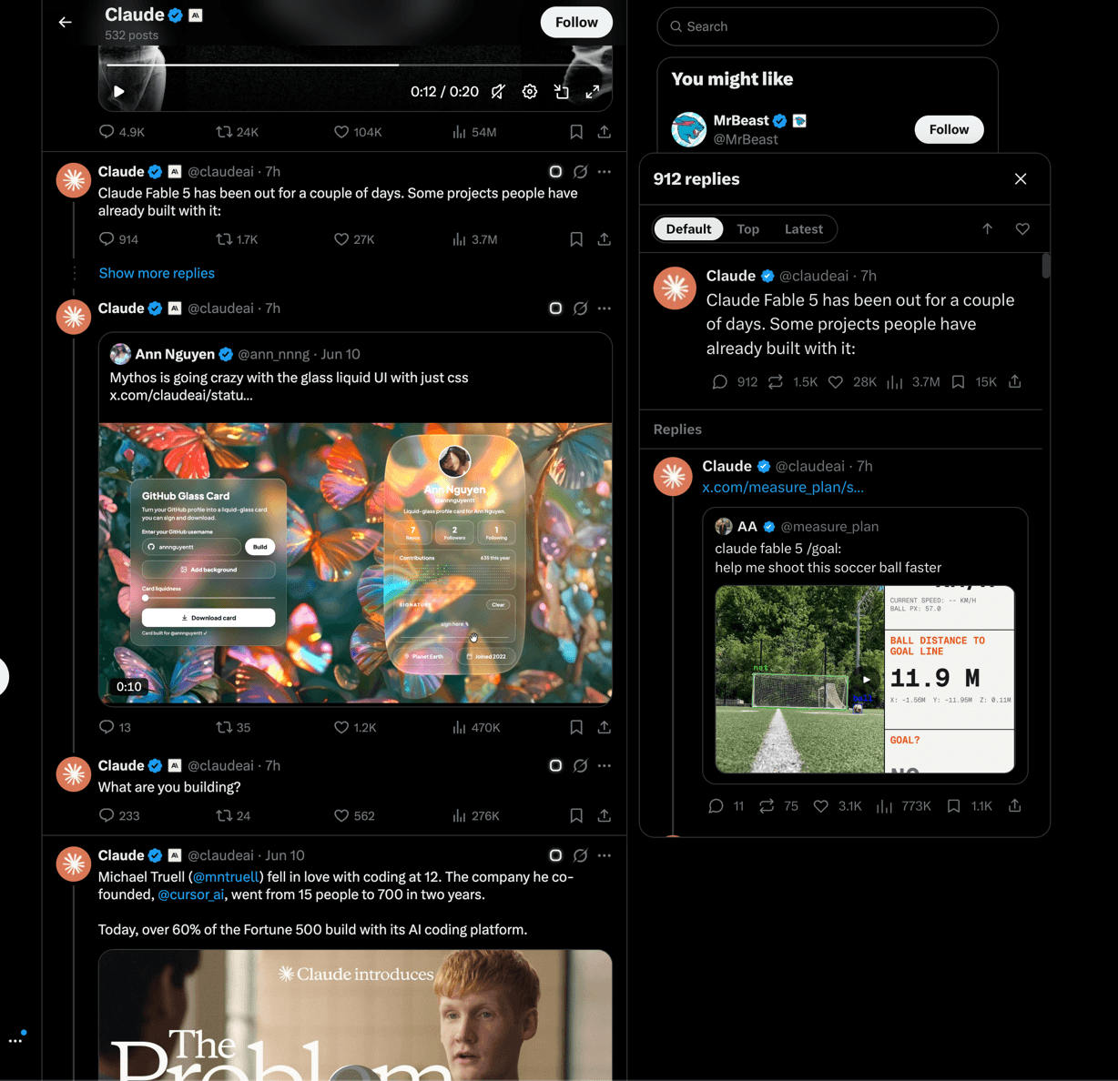 The SkimFast popover open beside the X timeline, feed intact